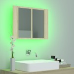 vidaXL Dulap de baie cu oglindă și LED, stejar sonoma, 60x12x45 acril