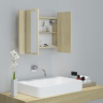 vidaXL Dulap de baie cu oglindă și LED, stejar sonoma, 60x12x45 acril