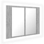 vidaXL Dulap de baie cu oglindă și LED, gri beton, 60x12x45 cm vidaXL Dulap de baie cu oglindă și LED, gri beton, 60x12x45 cm