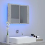 vidaXL Dulap de baie cu oglindă și LED, gri beton, 60x12x45 cm vidaXL Dulap de baie cu oglindă și LED, gri beton, 60x12x45 cm