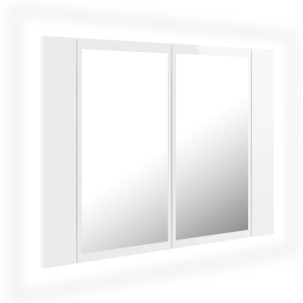 804961 vidaXL Dulap baie cu oglindă LED alb lucios 60x12x45 cm acril