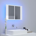 804961 vidaXL Dulap baie cu oglindă LED alb lucios 60x12x45 cm acril 804961 vidaXL Dulap baie cu oglindă LED alb lucios 60x12x45 cm acril