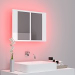 804961 vidaXL Dulap baie cu oglindă LED alb lucios 60x12x45 cm acril 804961 vidaXL Dulap baie cu oglindă LED alb lucios 60x12x45 cm acril
