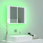 804961 vidaXL Dulap baie cu oglindă LED alb lucios 60x12x45 cm acril 804961 vidaXL Dulap baie cu oglindă LED alb lucios 60x12x45 cm acril