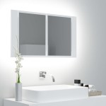 vidaXL Dulap de baie cu oglindă și LED, alb, 80x12x45 cm vidaXL Dulap de baie cu oglindă și LED, alb, 80x12x45 cm