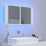 vidaXL Dulap de baie cu oglindă și LED, alb, 80x12x45 cm vidaXL Dulap de baie cu oglindă și LED, alb, 80x12x45 cm