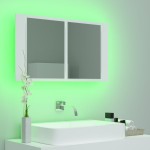 vidaXL Dulap de baie cu oglindă și LED, alb, 80x12x45 cm vidaXL Dulap de baie cu oglindă și LED, alb, 80x12x45 cm