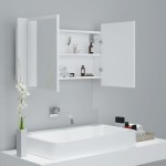 vidaXL Dulap de baie cu oglindă și LED, alb, 80x12x45 cm vidaXL Dulap de baie cu oglindă și LED, alb, 80x12x45 cm