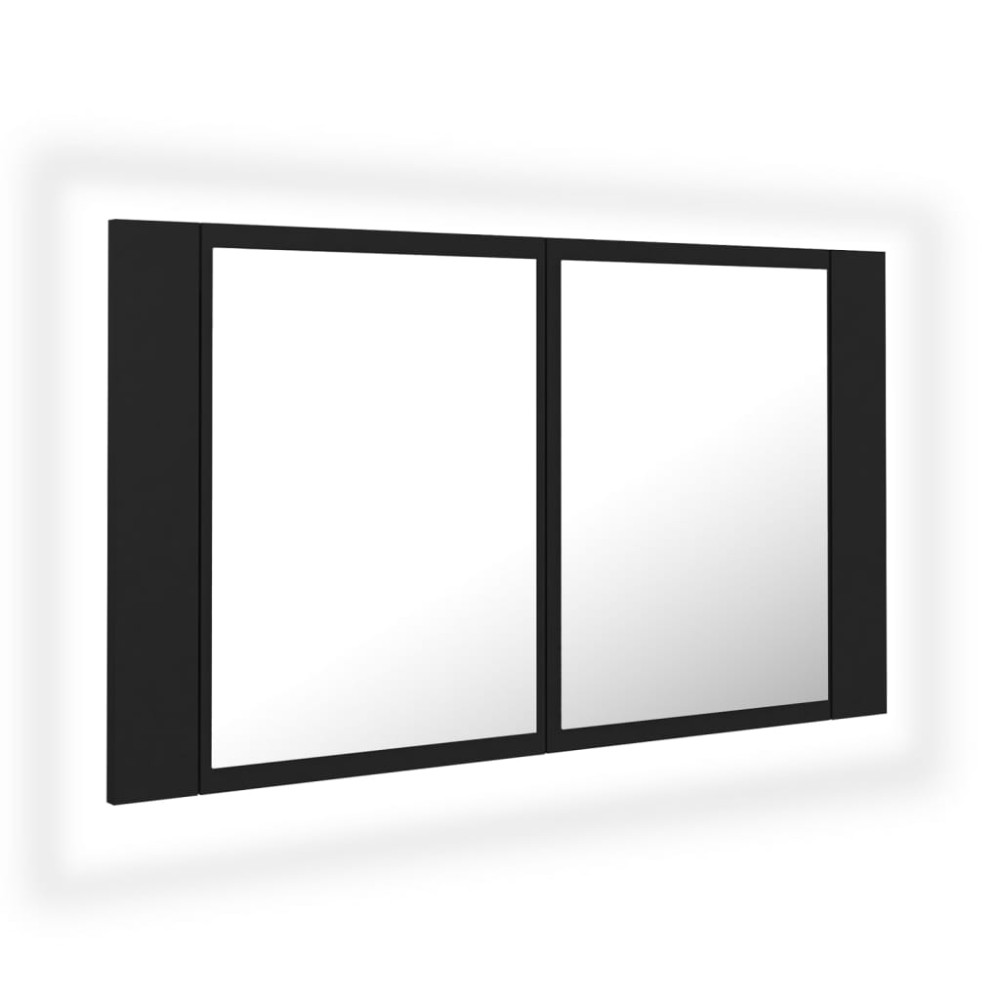vidaXL Dulap de baie cu oglindă și LED, negru, 80x12x45 cm