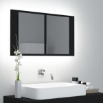 vidaXL Dulap de baie cu oglindă și LED, negru, 80x12x45 cm vidaXL Dulap de baie cu oglindă și LED, negru, 80x12x45 cm