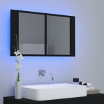 vidaXL Dulap de baie cu oglindă și LED, negru, 80x12x45 cm vidaXL Dulap de baie cu oglindă și LED, negru, 80x12x45 cm