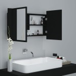 vidaXL Dulap de baie cu oglindă și LED, negru, 80x12x45 cm vidaXL Dulap de baie cu oglindă și LED, negru, 80x12x45 cm