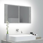 vidaXL Dulap de baie cu oglindă & LED, gri beton, 80x12x45 cm acril vidaXL Dulap de baie cu oglindă & LED, gri beton, 80x12x45 cm acril