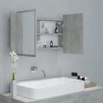 vidaXL Dulap de baie cu oglindă & LED, gri beton, 80x12x45 cm acril vidaXL Dulap de baie cu oglindă & LED, gri beton, 80x12x45 cm acril