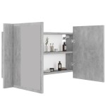 vidaXL Dulap de baie cu oglindă & LED, gri beton, 80x12x45 cm acril vidaXL Dulap de baie cu oglindă & LED, gri beton, 80x12x45 cm acril