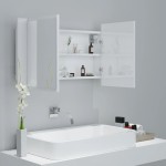 vidaXL Dulap de baie cu oglindă și LED, alb extralucios 80x12x45 acril