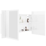 vidaXL Dulap de baie cu oglindă și LED, alb extralucios 80x12x45 acril