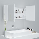 vidaXL Dulap de baie cu oglindă și LED, alb, 90x12x45 cm acril vidaXL Dulap de baie cu oglindă și LED, alb, 90x12x45 cm acril