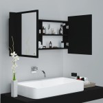 vidaXL Dulap de baie cu oglindă și LED, negru, 90x12x45 cm acril vidaXL Dulap de baie cu oglindă și LED, negru, 90x12x45 cm acril