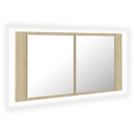 vidaXL Dulap de baie cu oglindă și LED, stejar Sonoma, 90x12x45 acril vidaXL Dulap de baie cu oglindă și LED, stejar Sonoma, 90x12x45 acril