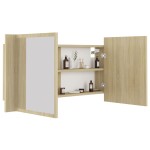 vidaXL Dulap de baie cu oglindă și LED, stejar Sonoma, 90x12x45 acril vidaXL Dulap de baie cu oglindă și LED, stejar Sonoma, 90x12x45 acril