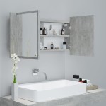 vidaXL Dulap de baie cu oglindă & LED, gri beton, 90x12x45 cm acril vidaXL Dulap de baie cu oglindă & LED, gri beton, 90x12x45 cm acril