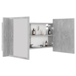 vidaXL Dulap de baie cu oglindă & LED, gri beton, 90x12x45 cm acril vidaXL Dulap de baie cu oglindă & LED, gri beton, 90x12x45 cm acril