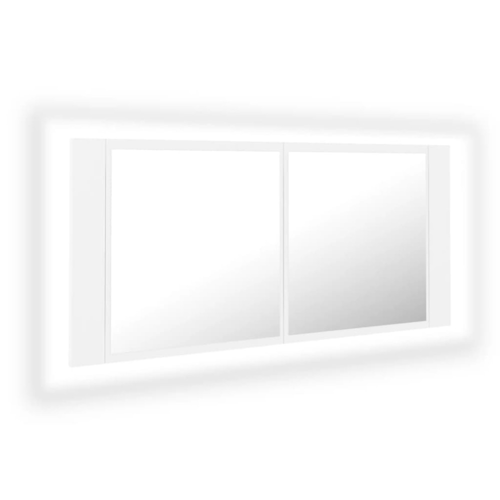 vidaXL Dulap de baie cu oglindă și LED, alb, 100x12x45 cm, acril