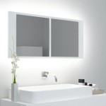 vidaXL Dulap de baie cu oglindă și LED, alb, 100x12x45 cm, acril vidaXL Dulap de baie cu oglindă și LED, alb, 100x12x45 cm, acril