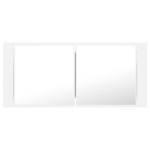 vidaXL Dulap de baie cu oglindă și LED, alb, 100x12x45 cm, acril vidaXL Dulap de baie cu oglindă și LED, alb, 100x12x45 cm, acril