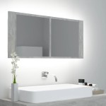 vidaXL Dulap de baie cu oglindă & LED, gri beton, 100x12x45 cm acril vidaXL Dulap de baie cu oglindă & LED, gri beton, 100x12x45 cm acril