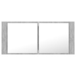 vidaXL Dulap de baie cu oglindă & LED, gri beton, 100x12x45 cm acril vidaXL Dulap de baie cu oglindă & LED, gri beton, 100x12x45 cm acril