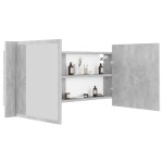 vidaXL Dulap de baie cu oglindă & LED, gri beton, 100x12x45 cm acril vidaXL Dulap de baie cu oglindă & LED, gri beton, 100x12x45 cm acril