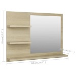 vidaXL Oglindă de baie, stejar Sonoma, 60 x 10,5 x 45 cm, PAL