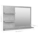 vidaXL Oglindă de baie, gri beton, 60x10,5x45 cm, PAL