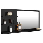 vidaXL Oglindă de baie, negru extralucios , 90x10,5x45 cm, PAL