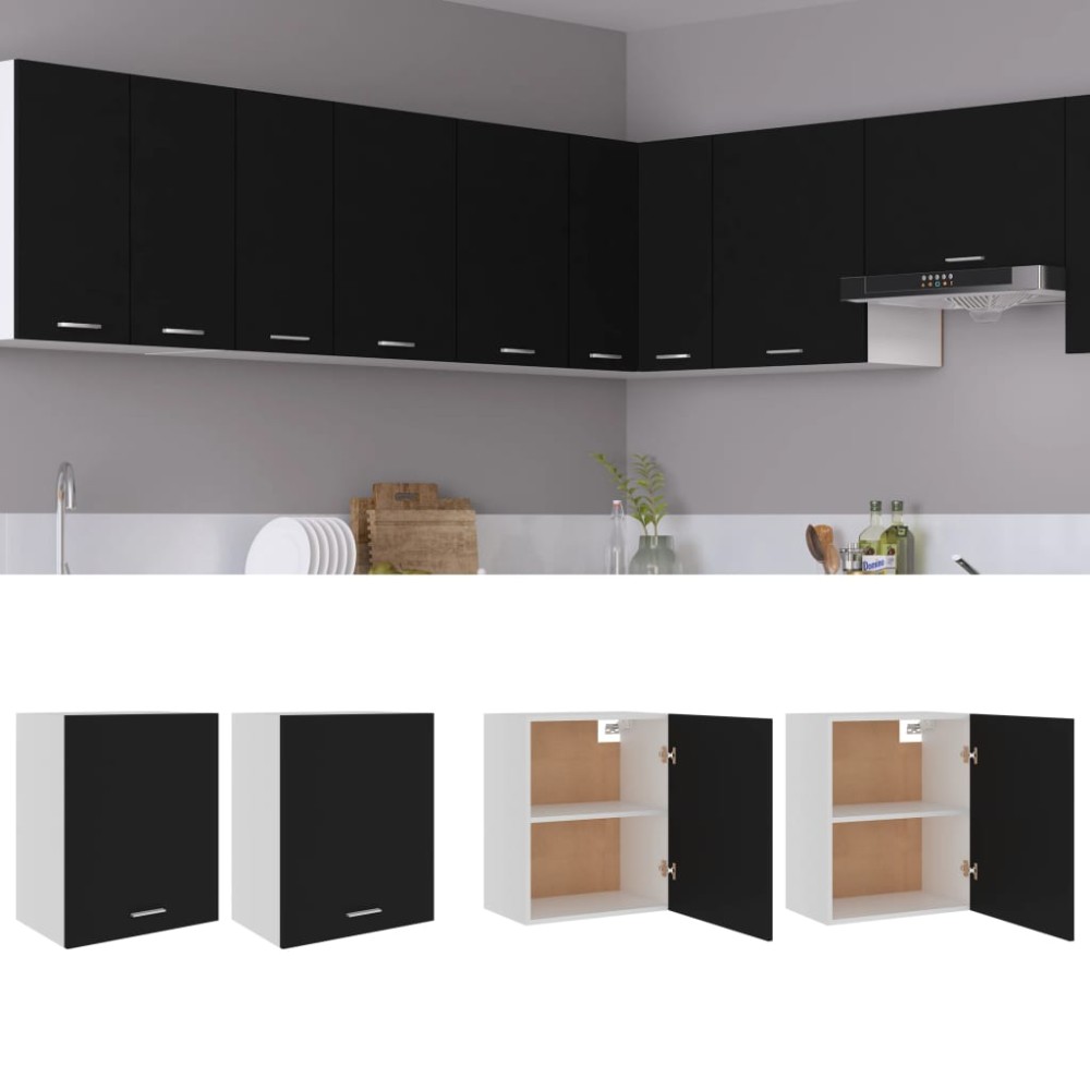 vidaXL Dulapuri suspendate “Lyon”, 2 buc., negru, 50x31x60 cm