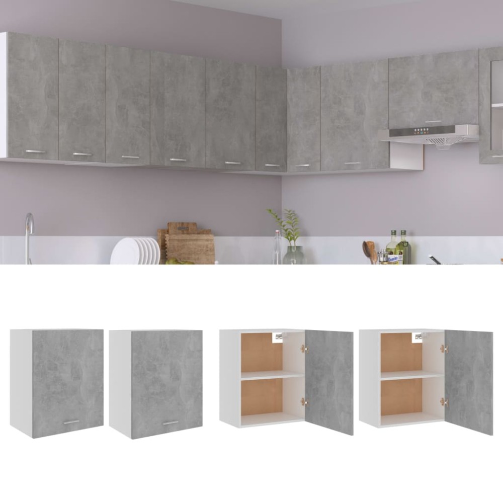 vidaXL Dulapuri suspendate “Lyon”, 2 buc., gri beton, 50x31x60 cm, PAL