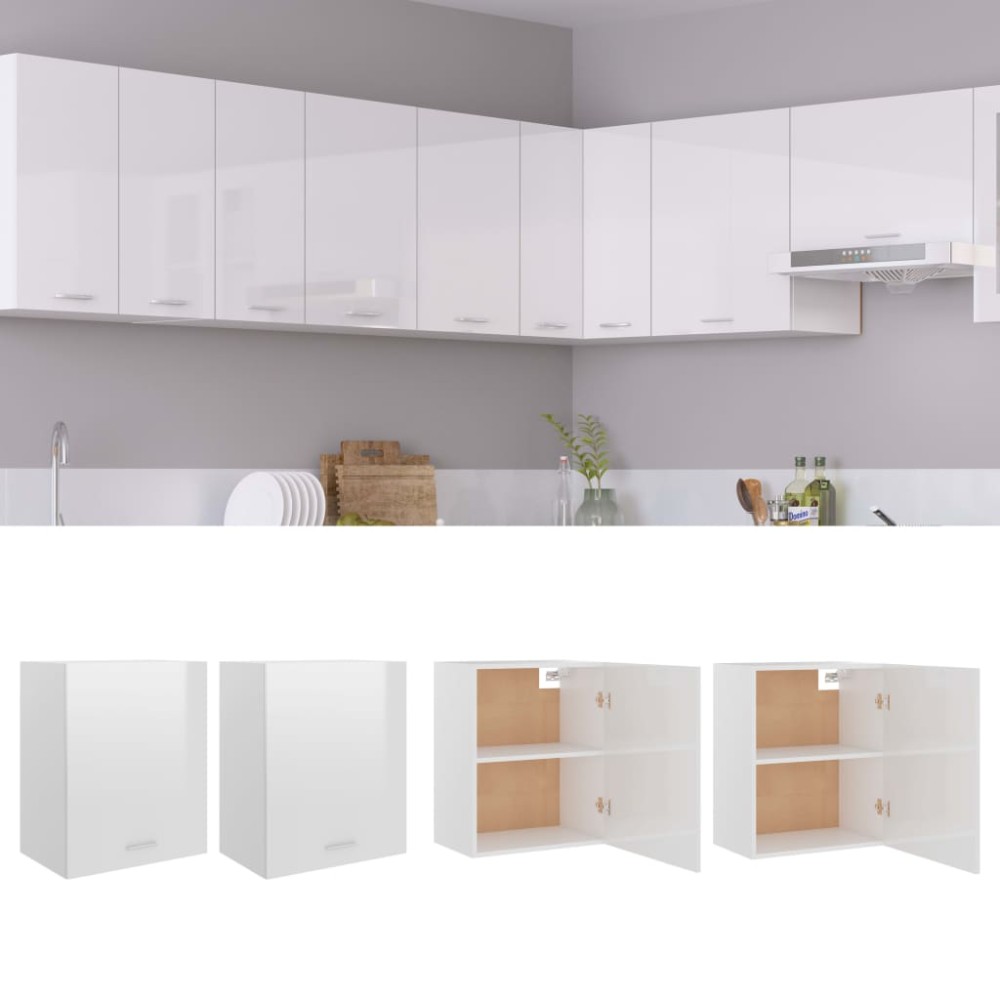 vidaXL Dulapuri suspendate “Lyon” 2 buc. alb extralucios 50x31x60 cm