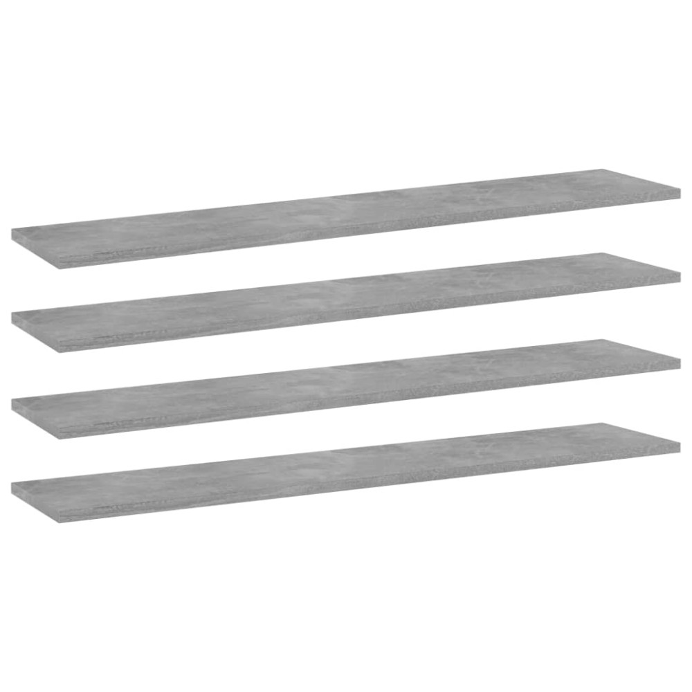 vidaXL Plăci bibliotecă, gri beton, 4 buc, 100 x 20 x 1,5 cm, PAL