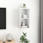 vidaXL Dulap TV montat pe perete, alb, 37x37x72 cm, lemn prelucrat