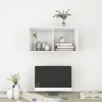 vidaXL Dulap TV montat pe perete, alb, 37x37x72 cm, lemn prelucrat