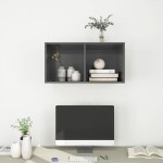 vidaXL Dulap TV montat pe perete, gri extralucios, 37x37x72 cm, PAL