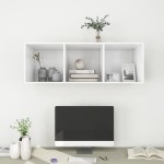 vidaXL Dulap TV montat pe perete, alb, 37x37x107 cm, PAL