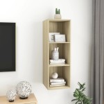 vidaXL Dulap TV montat pe perete, stejar Sonoma, 37x37x107 cm, PAL