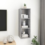 vidaXL Dulap TV montat pe perete, gri beton, 37x37x107 cm, PAL