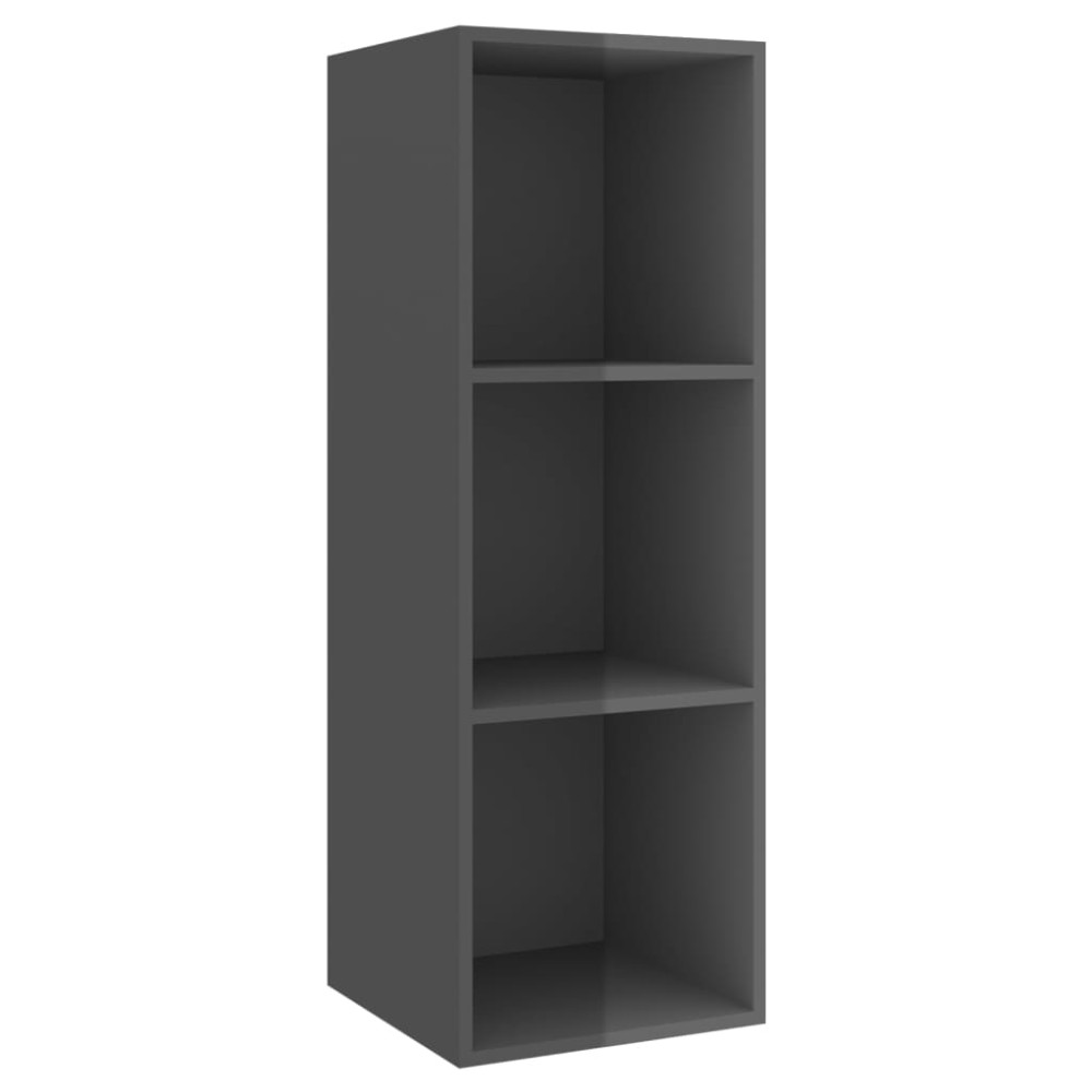 vidaXL Dulap TV montat pe perete, gri extralucios, 37x37x107 cm, PAL