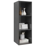 vidaXL Dulap TV montat pe perete, gri extralucios, 37x37x107 cm, PAL