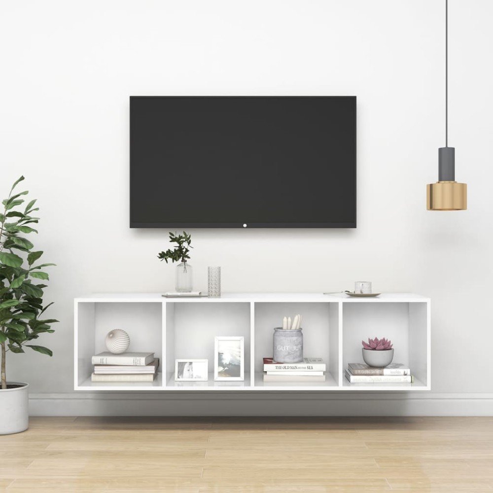 vidaXL Dulap TV montat pe perete, alb, 37x37x142,5 cm, PAL