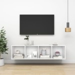 vidaXL Dulap TV montat pe perete, alb, 37x37x142,5 cm, PAL